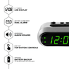 SHARP Digital Dual Alarm Clock, Silver with Green LED Display, Ascending Alarm EasyOptionXY LLC