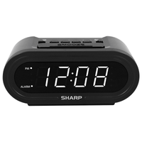 SHARP Digital Alarm Clock with AccuSet - Automatic Set, Black with White LED Display EasyOptionXY LLC