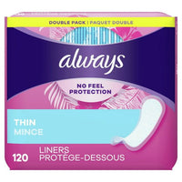 Always Thin No Feel Protection Daily Liners Regular Absorbency Unscented; 120 Ct EasyOptionXY LLC