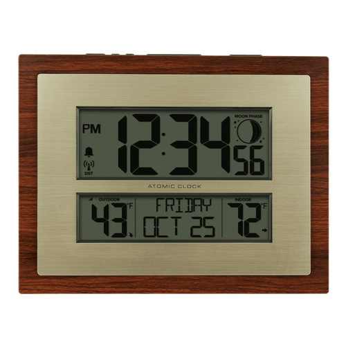 BHG Cherry Finish Modern Digital Atomic Clock with Temperature, W86111 EasyOptionXY LLC