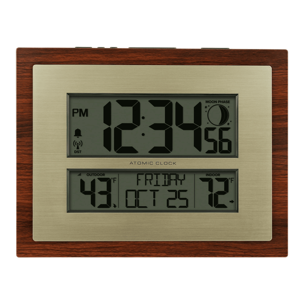 BHG Cherry Finish Modern Digital Atomic Clock with Temperature, W86111 EasyOptionXY LLC