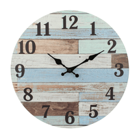 Stonebriar 14" Blue Analog Round Coastal Battery Operated Wall Clock EasyOptionXY LLC