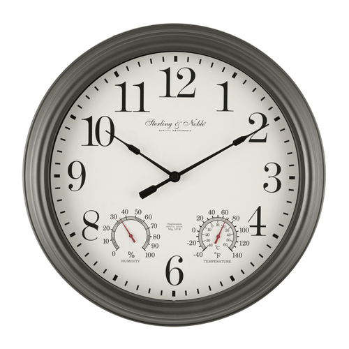 Better Homes & Gardens 15.5" Indoor/Outdoor Gray Gunmetal Finish Arabic Round Analog Wall Clock EasyOptionXY LLC