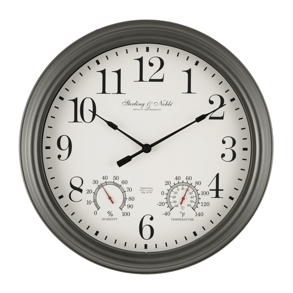 Better Homes & Gardens 15.5" Indoor/Outdoor Gray Gunmetal Finish Arabic Round Analog Wall Clock EasyOptionXY LLC