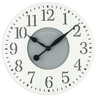 Mainstays Indoor Round 23.5" White and Gray Arabic Wainscot Farmhouse Analog Wall Clock EasyOptionXY LLC
