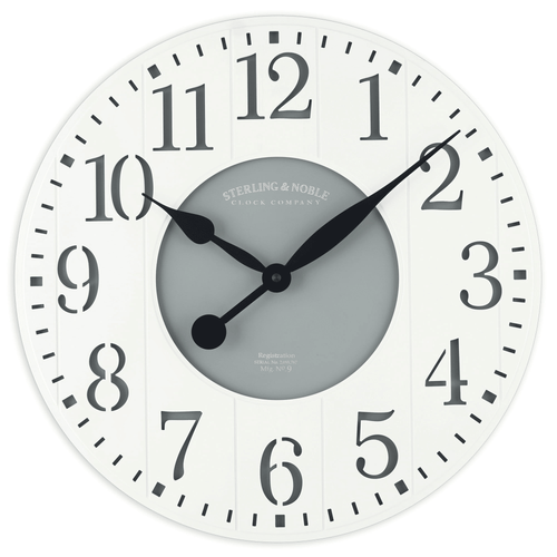 Mainstays Indoor Round 23.5" White and Gray Arabic Wainscot Farmhouse Analog Wall Clock EasyOptionXY LLC