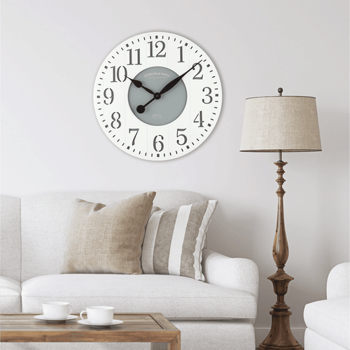 Mainstays Indoor Round 23.5" White and Gray Arabic Wainscot Farmhouse Analog Wall Clock EasyOptionXY LLC