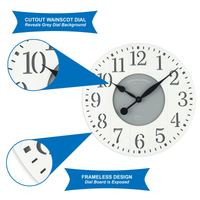 Mainstays Indoor Round 23.5" White and Gray Arabic Wainscot Farmhouse Analog Wall Clock EasyOptionXY LLC