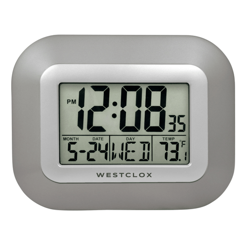 Westclox Classic Modern Silver Easy To Read LCD Display Digital Wall Clock with Large Numbers and Day, Date, and Temperature EasyOptionXY LLC