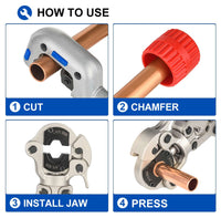 EFIELD Press Crimping Tool, with 1/2" 3/4" 1" Jaw For Propress Copper ittings And Copper Tube Connectionith 360 Degrees Rotating Head Plumbingsell