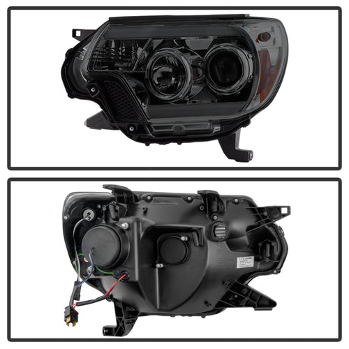 Spyder Toyota Tacoma 12-16 Projector Headlights Light Bar DRL Smoke PRO-YD-TT12-LBDRL-SM OffRoadUSA.com