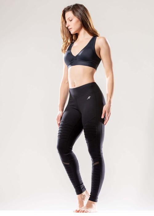 Athletique Low-Waisted Ribbed Leggings with Hidden Pocket and Mesh Panels Jupiter Gear