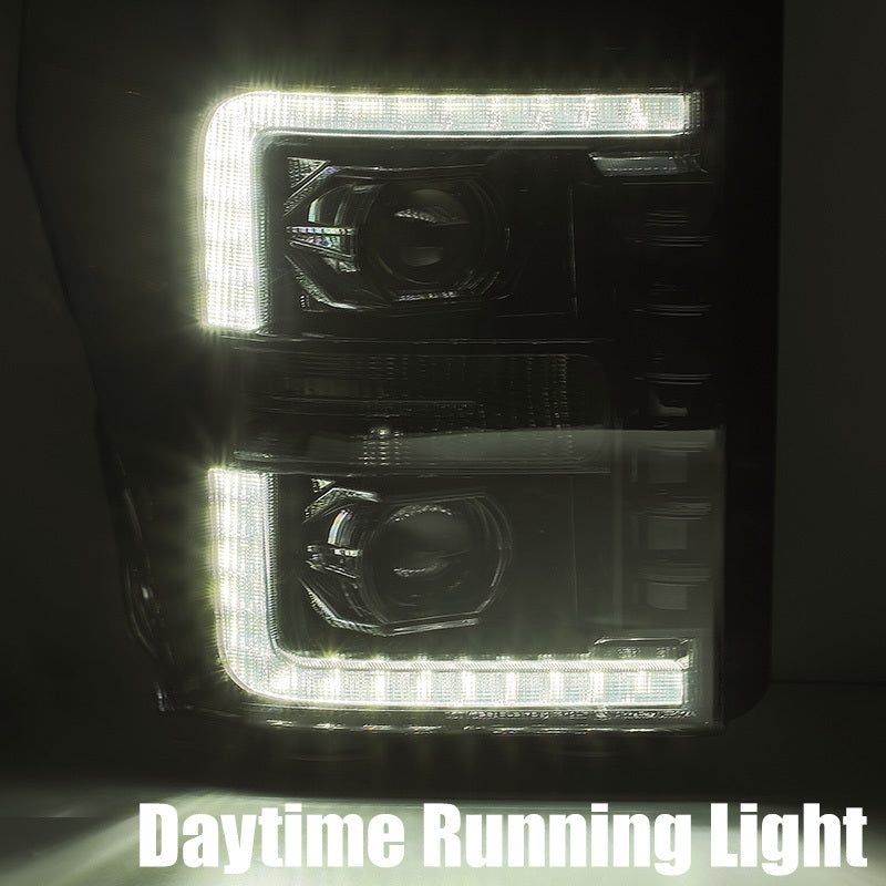 AlphaRex 11-16 Ford Super Duty LUXX-Series LED Projector Headlights Black