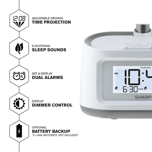 SHARP Projection Dual Alarm Clock with 8 Soothing Sleep Sounds, Easy to Read Display EasyOptionXY LLC