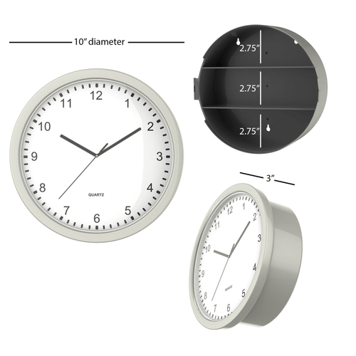 Trademark Home Collection Hidden Compartment Wall Clock ¨C 10" Battery Operated Working Analog Wall Clock with Secret Interior Storage for Jewelry, Cash, Valuables, and More EasyOptionXY LLC