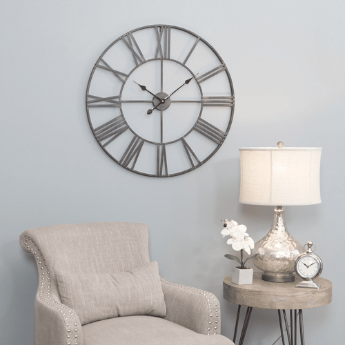 Solange Round Metal Wall Clock - 30" Gray EasyOptionXY LLC