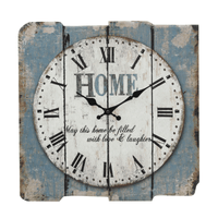 Stonebriar 15.7" Blue Analog Square Farmhouse Battery Operated Wall Clock EasyOptionXY LLC
