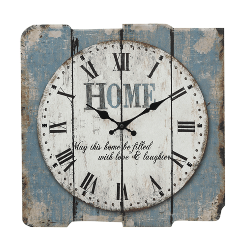 Stonebriar 15.7" Blue Analog Square Farmhouse Battery Operated Wall Clock EasyOptionXY LLC