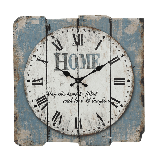 Stonebriar 15.7" Blue Analog Square Farmhouse Battery Operated Wall Clock EasyOptionXY LLC
