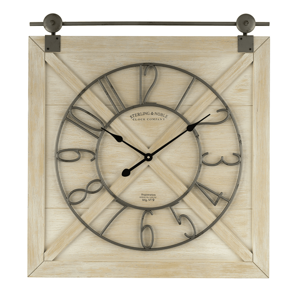 Sterling & Noble 28" Indoor Rustic White Farmhouse Analog Wall Clock with Quartz Movement EasyOptionXY LLC