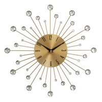 DecMode Gold Metal Glam Wall Clock, 15'L x 0.5'W x 15'H, Features Starburst Design EasyOptionXY LLC