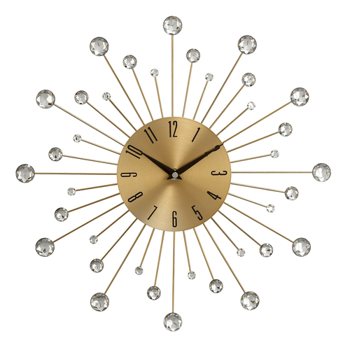 DecMode Gold Metal Glam Wall Clock, 15'L x 0.5'W x 15'H, Features Starburst Design EasyOptionXY LLC