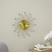 DecMode Gold Metal Glam Wall Clock, 15'L x 0.5'W x 15'H, Features Starburst Design EasyOptionXY LLC