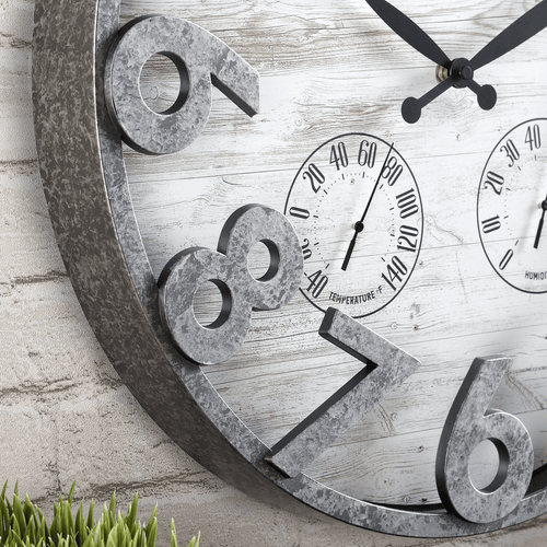 FirsTime & Co. Dark Silver Shiplap Outdoor Wall Clock, Farmhouse, Analog, 18 x 2.5 x 18 in EasyOptionXY LLC