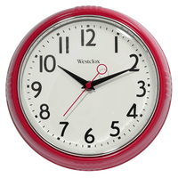 Westclox 9.5" Red Retro 1950s Convex Glass Lens Analog Quartz Accurate Wall Clock EasyOptionXY LLC