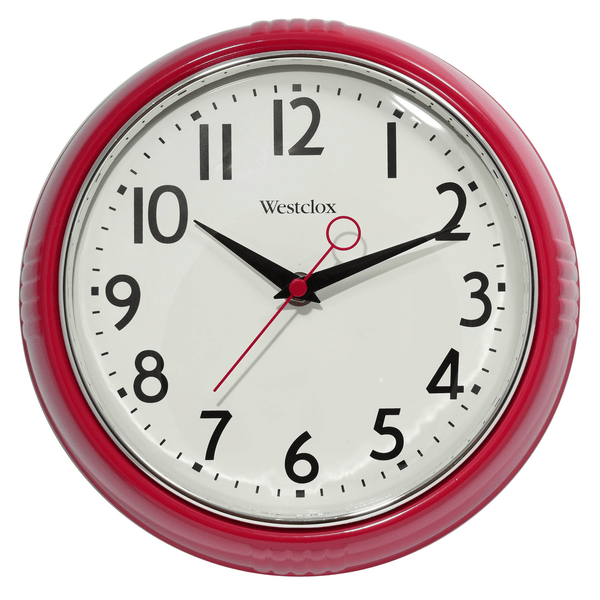 Westclox 9.5" Red Retro 1950s Convex Glass Lens Analog Quartz Accurate Wall Clock EasyOptionXY LLC