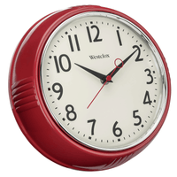 Westclox 9.5" Red Retro 1950s Convex Glass Lens Analog Quartz Accurate Wall Clock EasyOptionXY LLC