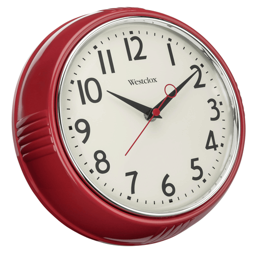 Westclox 9.5" Red Retro 1950s Convex Glass Lens Analog Quartz Accurate Wall Clock EasyOptionXY LLC