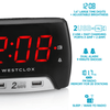 Westclox Large 1.4' Red LED Digital FM Clock Radio 2 USB Charging Port with Fast Charge EasyOptionXY LLC
