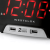 Westclox Large 1.4' Red LED Digital FM Clock Radio 2 USB Charging Port with Fast Charge EasyOptionXY LLC