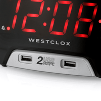 Westclox Large 1.4' Red LED Digital FM Clock Radio 2 USB Charging Port with Fast Charge EasyOptionXY LLC
