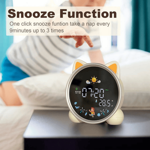 Hansang Alarm Clock for Kids, Ok to Wake Clock, Sleep Training Cat Digital Alarm Clock with 5 Night Light EasyOptionXY LLC