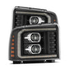 AlphaRex 05-07 Ford Super Duty/Excursion LUXX-Series LED Projector Headlights Black OffRoadUSA.com