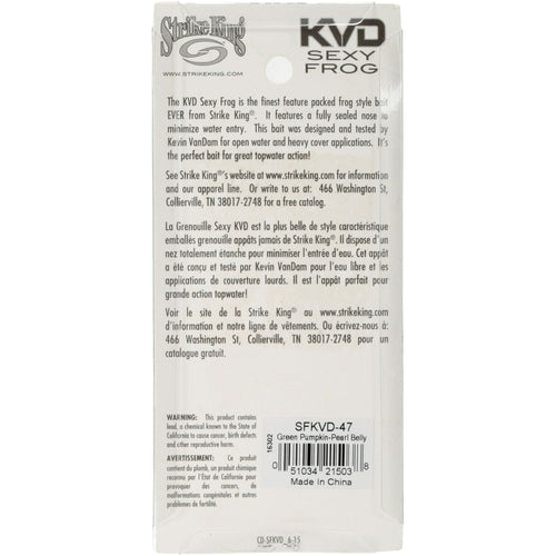 Strike King KVD 5.75" Sexy Frog Green Pumpkin Pearl Belly Frog Lure EasyOptionXY LLC