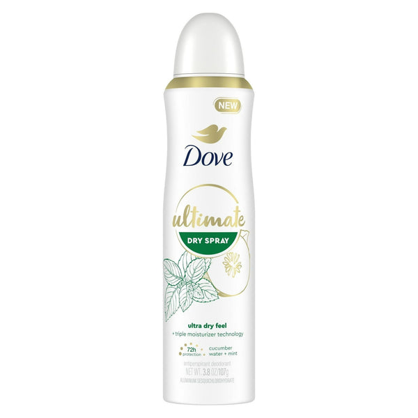 Dove Ultimate Long Lasting Antiperspirant Deodorant Dry Spray, Cucumber Water and Mint, 3.8 oz EasyOptionXY LLC