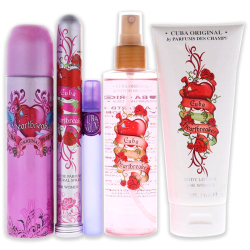 Cuba Must Have Heartbreaker by Cuba for Women - 5 Pc Gift Set 3.4oz EDP Spray, 1.17oz EDP Spray, 0.5oz EDP Spray, 6.7oz Body Spray, 6.7oz Body Splash EasyOptionXY LLC