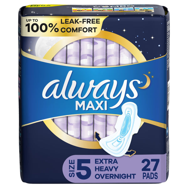 Always Maxi Pads Unscented with Wings Overnight Absorbency; Size 5 27 Ct EasyOptionXY LLC