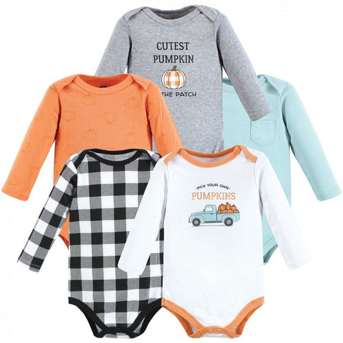 Hudson Baby Infant Boy Cotton Long-Sleeve Bodysuits, Pumpkin Truck 5-Pack, 3-6 Months EasyOptionXY LLC
