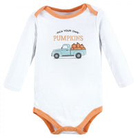Hudson Baby Infant Boy Cotton Long-Sleeve Bodysuits, Pumpkin Truck 5-Pack, 3-6 Months EasyOptionXY LLC
