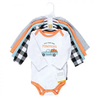 Hudson Baby Infant Boy Cotton Long-Sleeve Bodysuits, Pumpkin Truck 5-Pack, 3-6 Months EasyOptionXY LLC