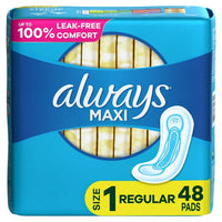 Always Maxi Daytime Pads without Wings Regular Unscented; 48 Ct Size 1 EasyOptionXY LLC