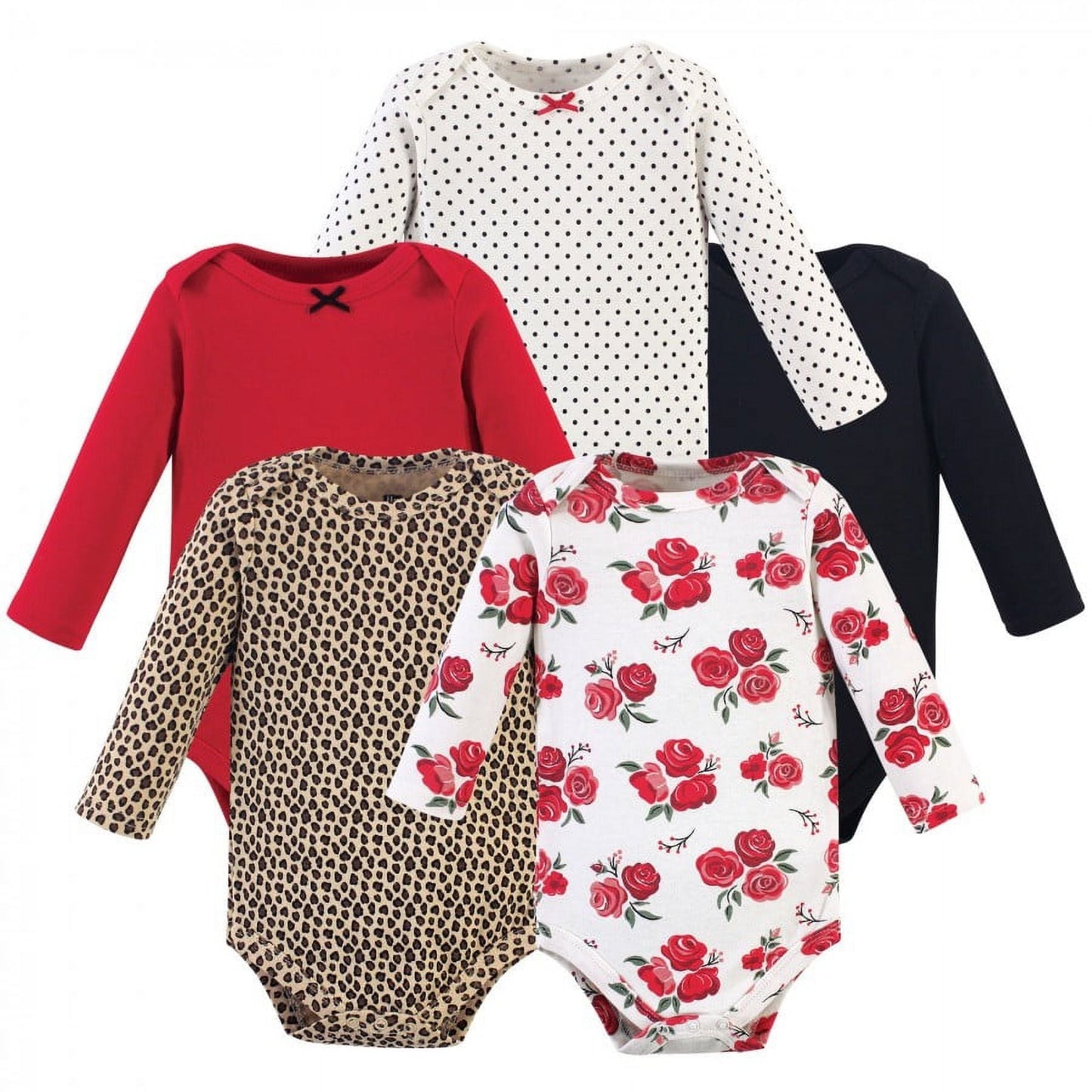 Hudson Baby Infant Girl Cotton Long-Sleeve Bodysuits 5pk, Basic Rose Leopard, 12-18 Months EasyOptionXY LLC