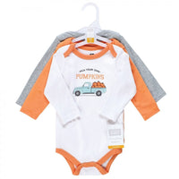 Hudson Baby Infant Boy Cotton Long-Sleeve Bodysuits, Pumpkin Truck 3-Pack, 0-3 Months EasyOptionXY LLC