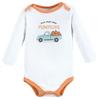 Hudson Baby Infant Boy Cotton Long-Sleeve Bodysuits, Pumpkin Truck 3-Pack, 0-3 Months EasyOptionXY LLC
