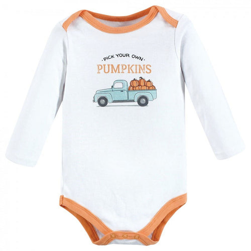 Hudson Baby Infant Boy Cotton Long-Sleeve Bodysuits, Pumpkin Truck 3-Pack, 0-3 Months EasyOptionXY LLC