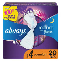Always Radiant Overnight Pads with Wings Scented; Size 4 20 Ct EasyOptionXY LLC